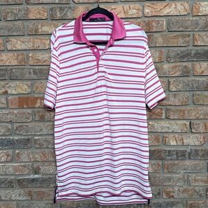RLX Ralph Lauren X Polo Shirt Mens M Short Sleeve‎ Pink Striped L Stretch Golf